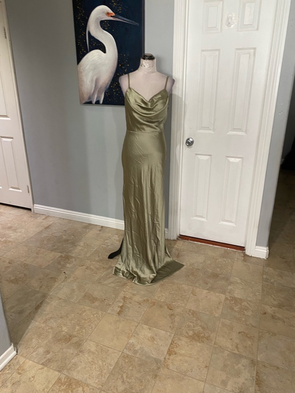 Revelry Women Size 12 Jade Satin Spaghetti Strap Formal Dress in green color